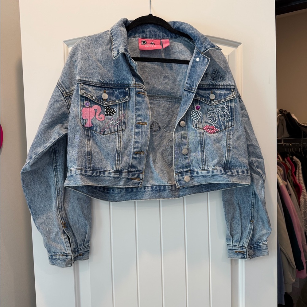 Barbie Blue Jean Jacket with Pink Patches